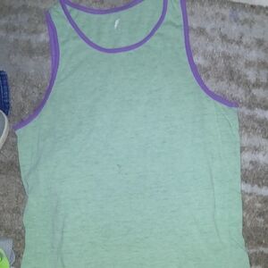 Men's Green Tank Top with Purple Trim